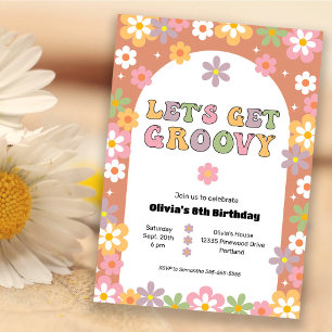 Let's Get Groovy Girl's Hippie Birthday Party Invitation