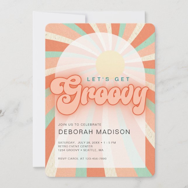 Let's get Groovy orange Celebration Invitation (Front)