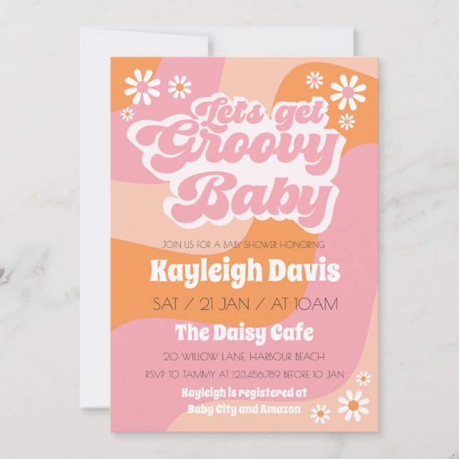 Lets Get Groovy  Retro 70s Baby Shower Invitation (Front)