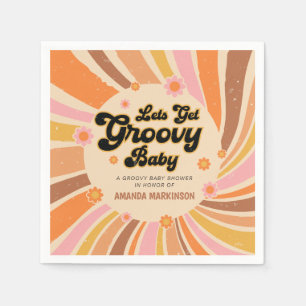 Let's Get Groovy Retro Baby Shower Napkin