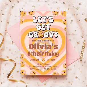 Let's Get Groovy Retro Smile Birthday Invitation