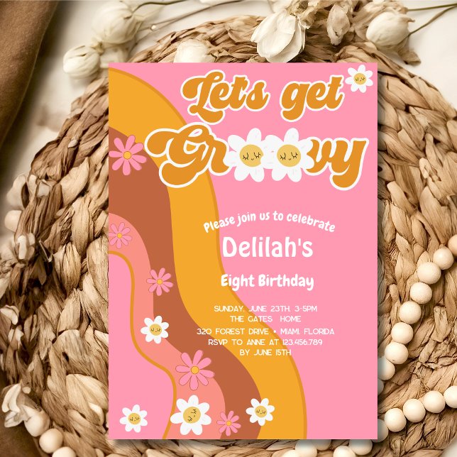 Let's get groovy retro vintage birthday invitation (Creator Uploaded)