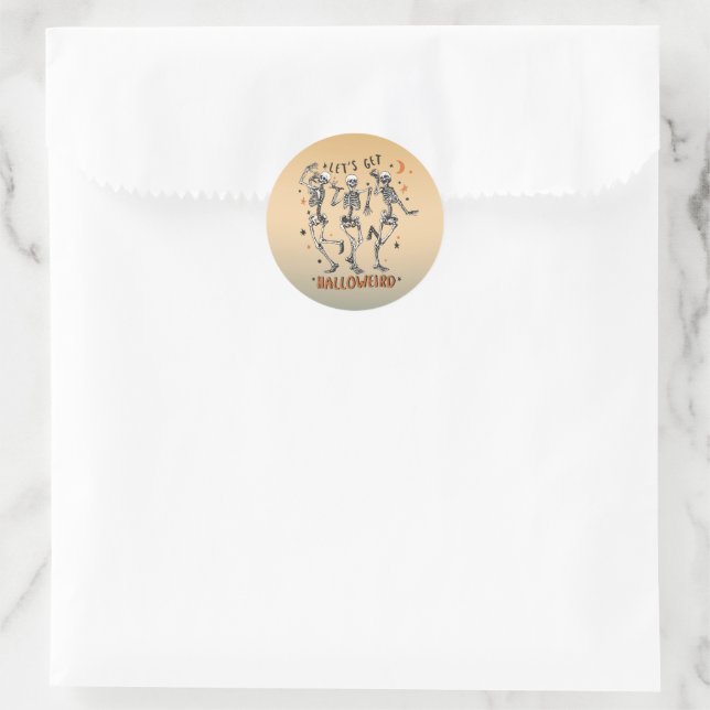 Let's Get Halloweird - Skeletons Dancing  Classic Round Sticker (Bag)