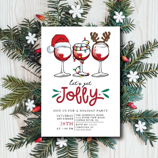 Let's Get Jolly Christmas Cocktail Party Invitatio Invitation (Creator Uploaded)