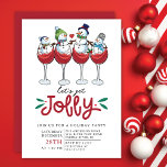 Let's Get Jolly Christmas Cocktail Party Invitation<br><div class="desc">Our Christmas cocktail party invitation feature a fun and festive design with wine glasses with snowmen and the saying "Let's Get Jolly." They're perfect for setting the tone for a night of holiday cheer.</div>