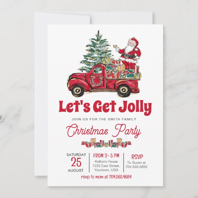 Let's get Jolly Christmas Party Invite (Front)
