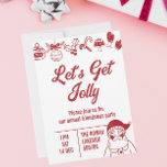 Let's Get Jolly Christmas Party Red Invitation<br><div class="desc">This cute doodle Let's Get Jolly design is perfect for inviting your friends or family to a Christmas do this December.</div>