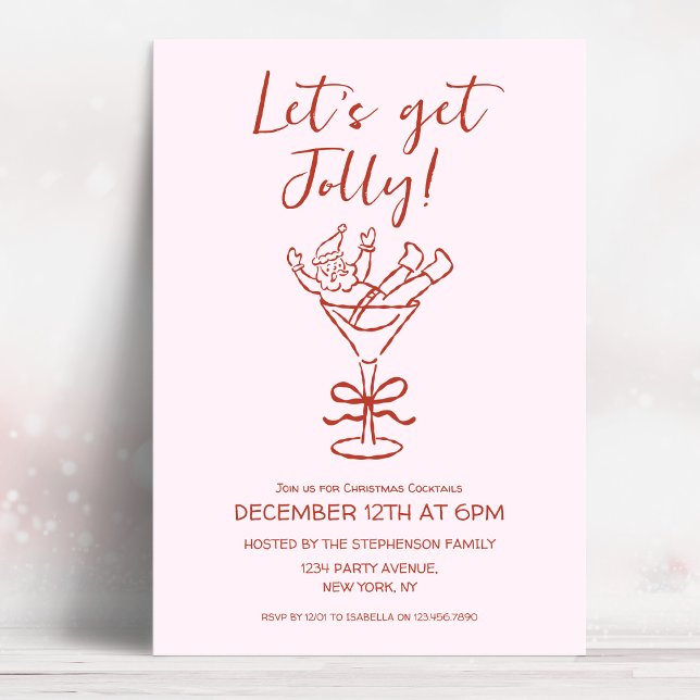 Let's Get Jolly Doodle Hand Drawn Christmas Party Invitation (Creator Uploaded)