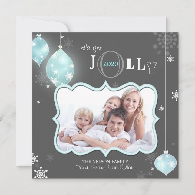 Let's Get Jolly Modern Holiday Photo Card (Front)