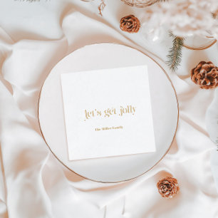 Let's Get Jolly Retro Christmas Typography Foil Napkins