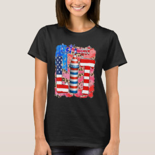 Lets Get Lit 4th Of July Patriotic Us Flags Firewo T-Shirt