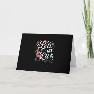 Let's Get Lit Adult Flamingo Funny Christmas Card