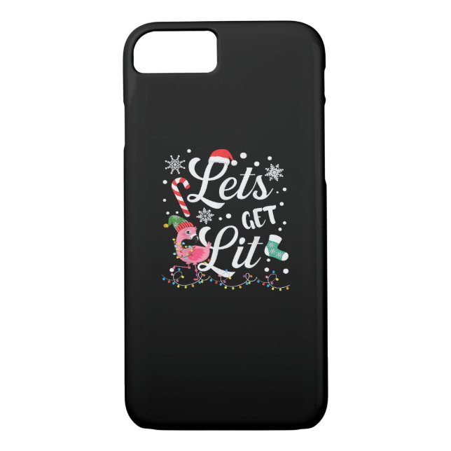 Let's Get Lit Adult Flamingo Funny Christmas Case-Mate iPhone Case (Back)