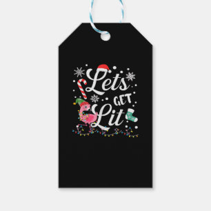 Let's Get Lit Adult Flamingo Funny Christmas Gift Tags