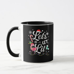 Let's Get Lit Adult Flamingo Funny Christmas Mug