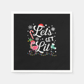 Let's Get Lit Adult Flamingo Funny Christmas Napkin