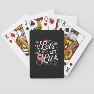 Let's Get Lit Adult Flamingo Funny Christmas Playing Cards