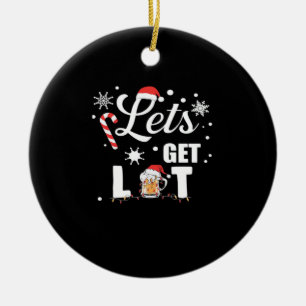 Let's Get Lit Adult Funny X-mas Christmas Essentia Ceramic Ornament