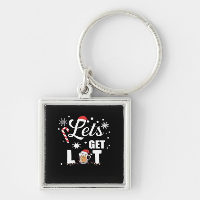 Let's Get Lit Adult Funny X-mas Christmas Essentia Key Ring (Front)