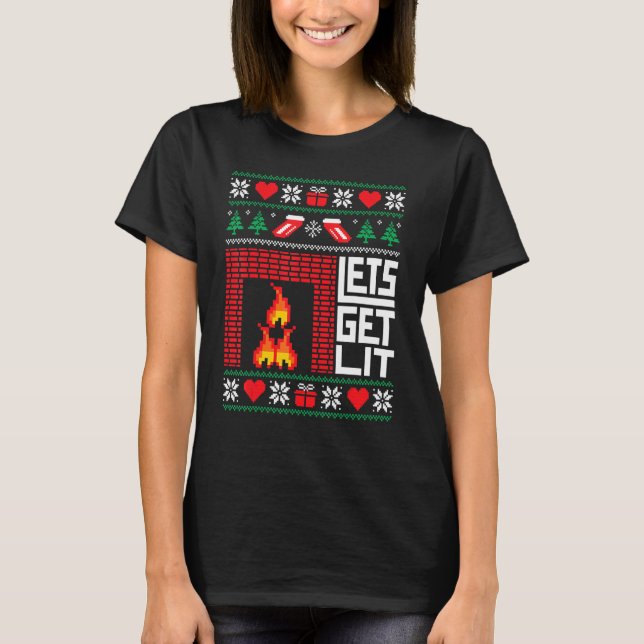 Let's get Lit Adult humourous  Christmas Men Women T-Shirt (Front)