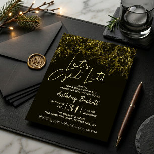 Let's Get Lit   Bachelor Party Invitation