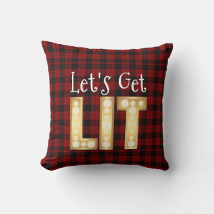Lets Get LIT Buffalo Plaid Modern Personalised Cushion