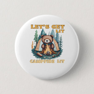 Let's Get Lit. Campfire Lit. Camping Lover Classic 6 Cm Round Badge