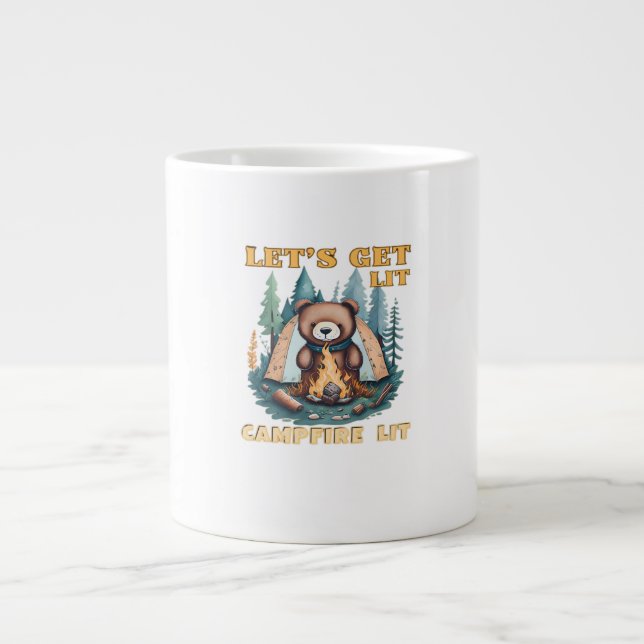 Let's Get Lit. Campfire Lit. Camping Lover Classic Large Coffee Mug (Front)