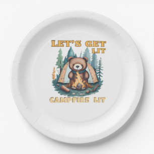 Let's Get Lit. Campfire Lit. Camping Lover Classic Paper Plate