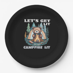 Let's Get Lit. Campfire Lit Classic Paper Plate