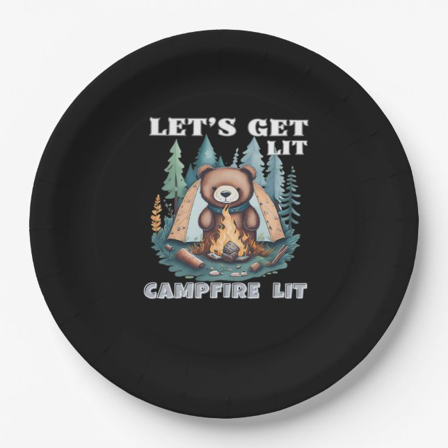 Let's Get Lit. Campfire Lit Classic Paper Plate (Front)