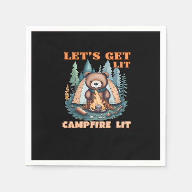 Let's Get Lit. Campfire Lit. Tent Camping Classic Napkin (Front)