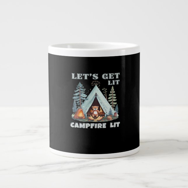 Let's Get Lit. Campfire Lit. Vibe Camping Classic Large Coffee Mug (Front)