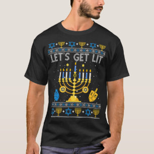 Let's Get Lit Chanukah Hanukkah Christmas Ugly Sw T-Shirt