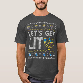 Lets Get Lit Chanukah Jewish Jew Dreidel Hannukah  T-Shirt