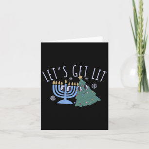 Let's Get Lit Chrismukkah Hanukkah Christmas Match Card
