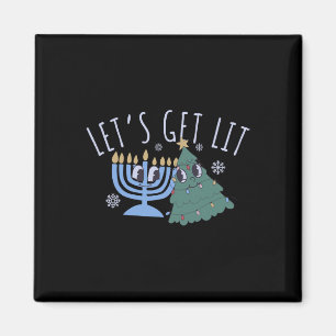 Let's Get Lit Chrismukkah Hanukkah Christmas Match Magnet