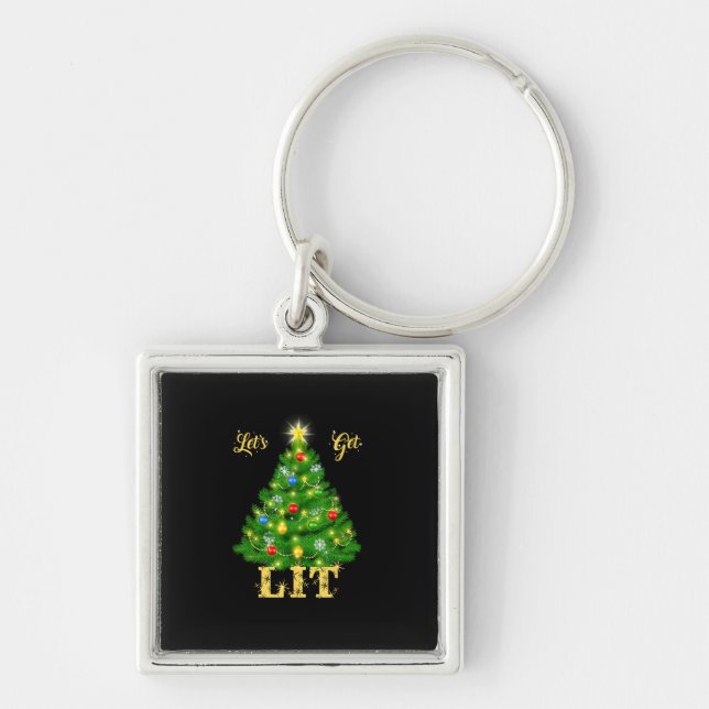 Let's Get Lit Christmas Christmas Key Ring (Front)