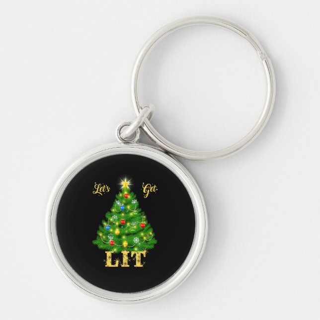 Let's Get Lit Christmas Christmas Key Ring (Front)
