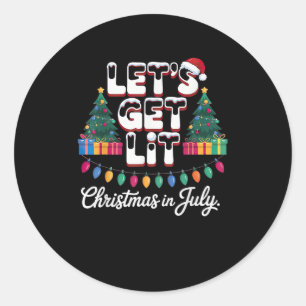 Let's Get Lit Christmas Classic Round Sticker