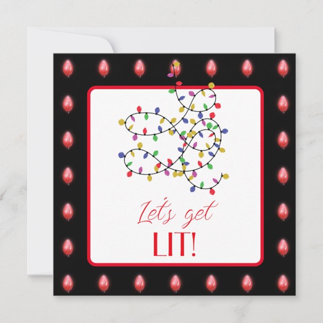 Let's Get Lit Christmas Cocktail Invitation (Front)