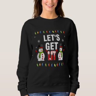 Let's Get Lit Christmas Drinking Lights Santa Ma Sweatshirt