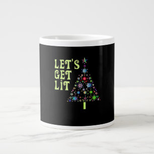 Let's Get Lit Christmas Funny Design Large Coffee Mug
