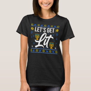 Let's Get Lit Christmas Hanukkah Menorah Jewish Ch T-Shirt