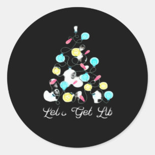 Let's Get Lit Christmas Holiday Lights Funny Pun S Classic Round Sticker