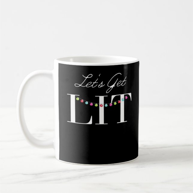 Let's Get Lit Christmas Lights Classic Coffee Mug (Left)