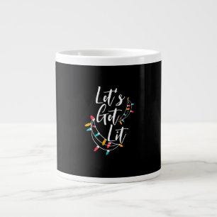 Let's Get Lit Christmas Lights Day Happy Holidays Large Coffee Mug