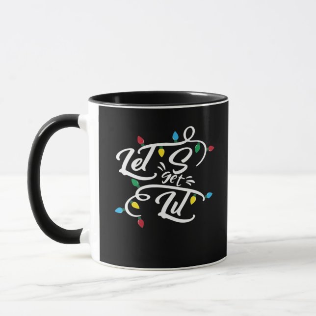 Let's Get Lit Christmas Lights Funny Christmas Let Mug (Left)
