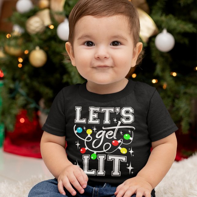 Let's Get Lit Christmas Party Funny - Xmas Light Baby T-Shirt (Creator Uploaded)
