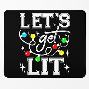Let's Get Lit Christmas Party Funny - Xmas Light Mouse Pad